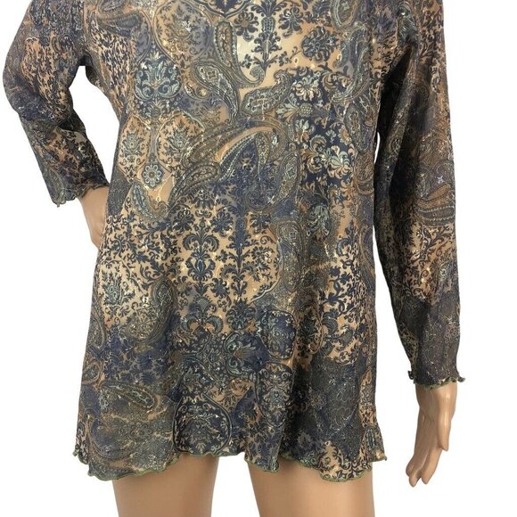 Therapy Y2K Graphic Paisley Print Top Size 2X Multicolor V-Neck Long Fairy Boho - Picture 3 of 8